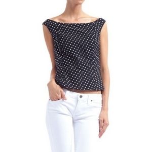 NWT Hepburn's Polka Dot Top Black / White Dot - L
